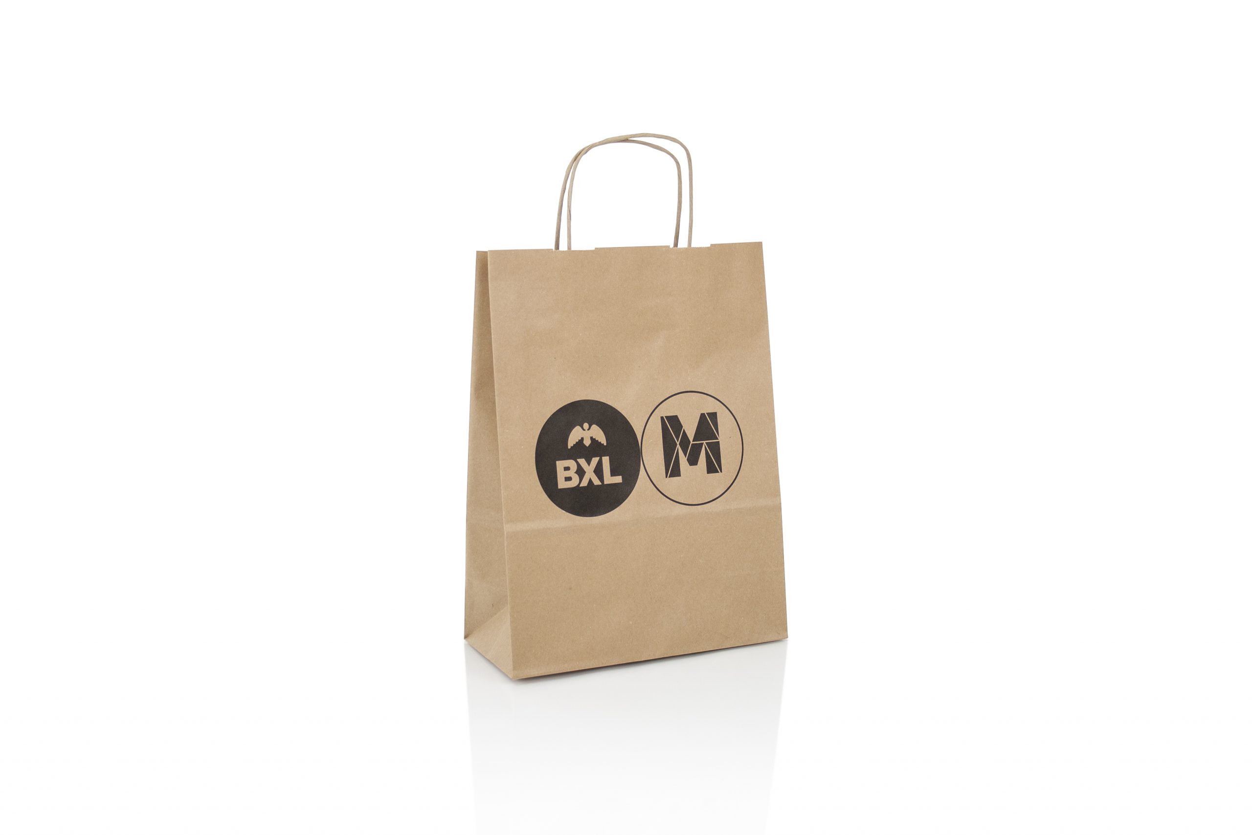 Kraft papier draagtas flexo met gedraaid handvat